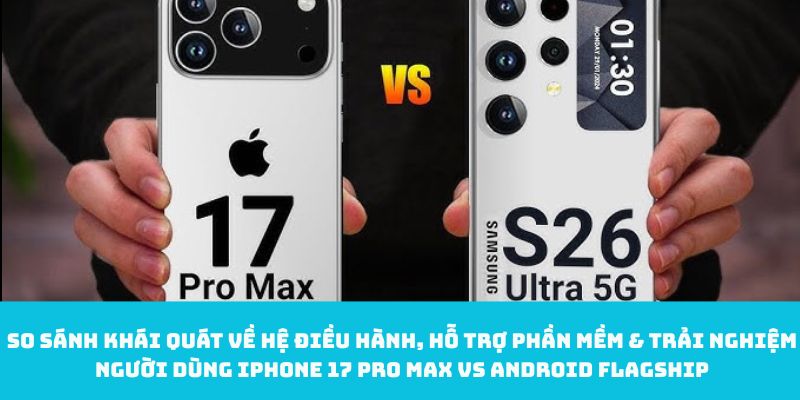 So sánh khái quát về hệ điều hành, hỗ trợ phần mềm & trải nghiệm người dùng iPhone 17 Pro Max vs Android flagship